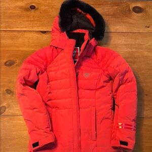 Red Rossignol Ski Jacket with Hood and Zipper Closure